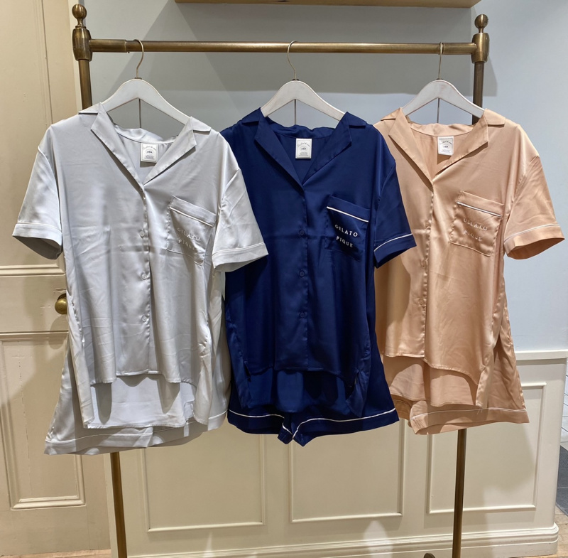 最新アイテム ジェラートピケ カラフルサテンシャツショートパンツSET