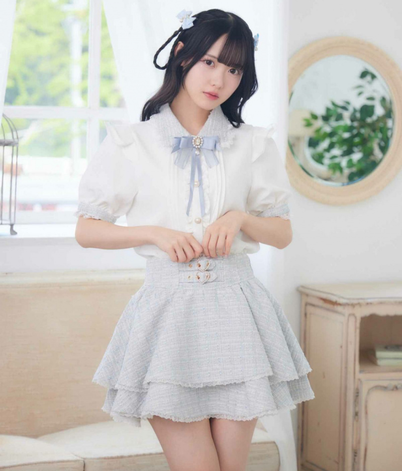 ROJITA ツイードカラーブラウス ツイードスカパン