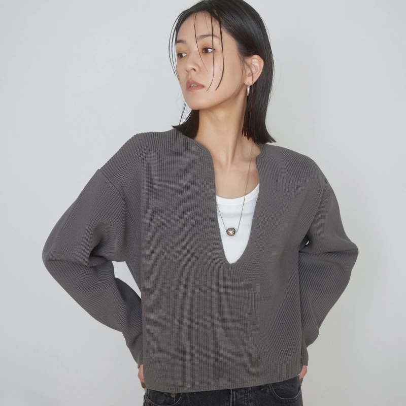 Searoomlynn✨ハイストレッチキーネックニット オフホワイト シー