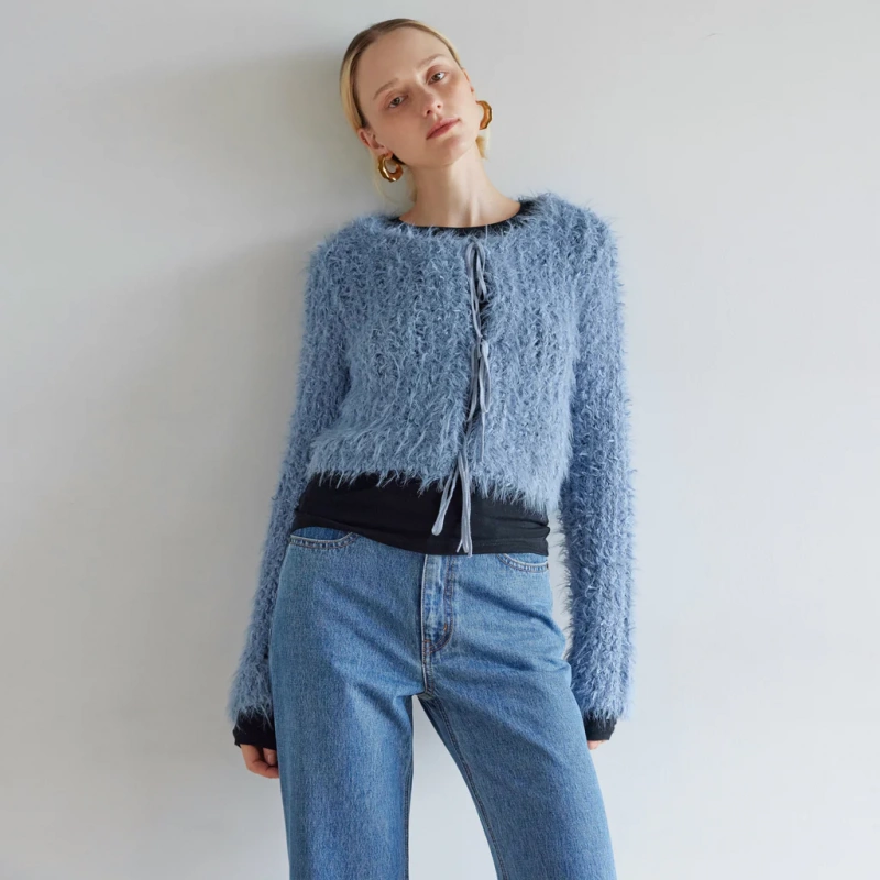 Cotton フェザーモール Ribbon トップス Cotton フェザーモール Ribbon トップス